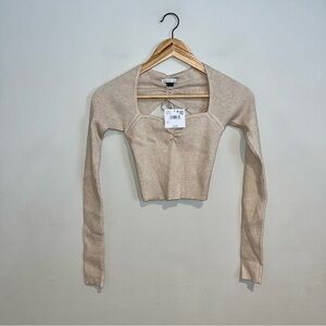 American Eagle Cropped Long Sleeve Sweater with Open Back Sz XS